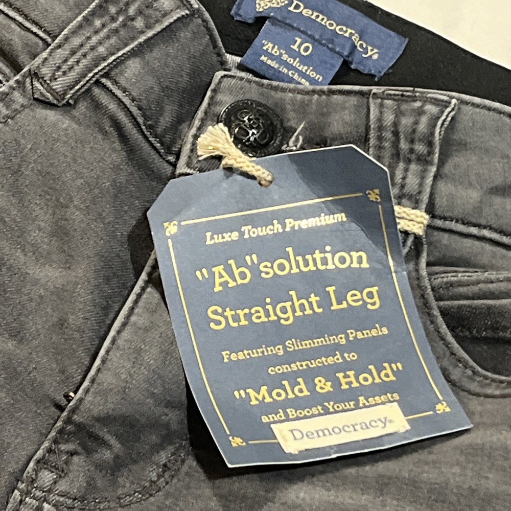 Democracy Jeans Women's "Ab" Solution Gray Straight Leg Pants Size 10 New - Picture 4 of 10